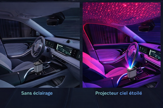 Chargeur 4 en 1 ultra rapide qui organise et illumine votre voiture