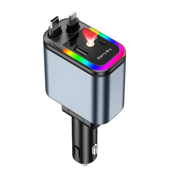 Chargeur 4 en 1 ultra rapide qui organise et illumine votre voiture
