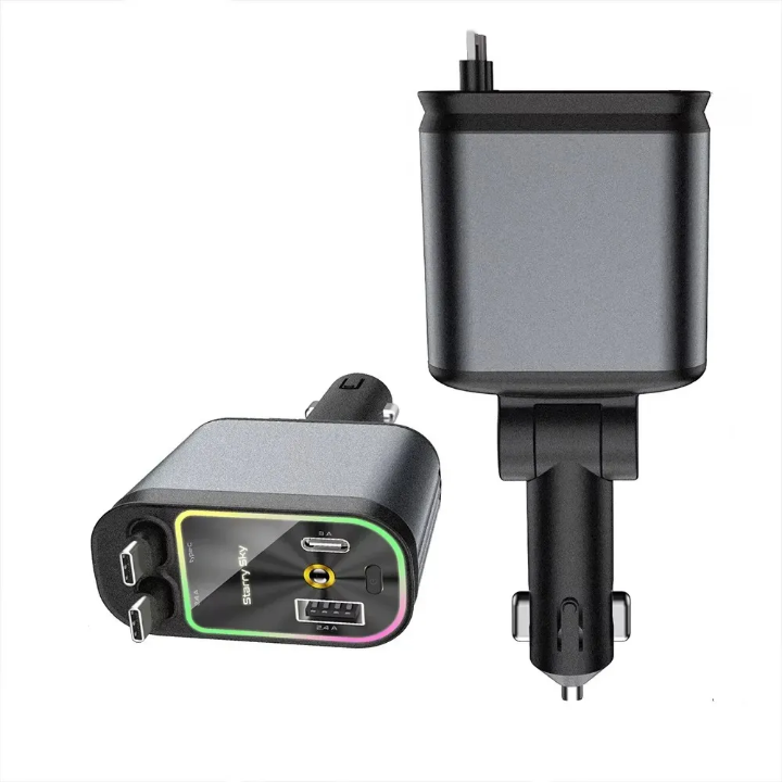 Chargeur 4 en 1 ultra rapide qui organise et illumine votre voiture